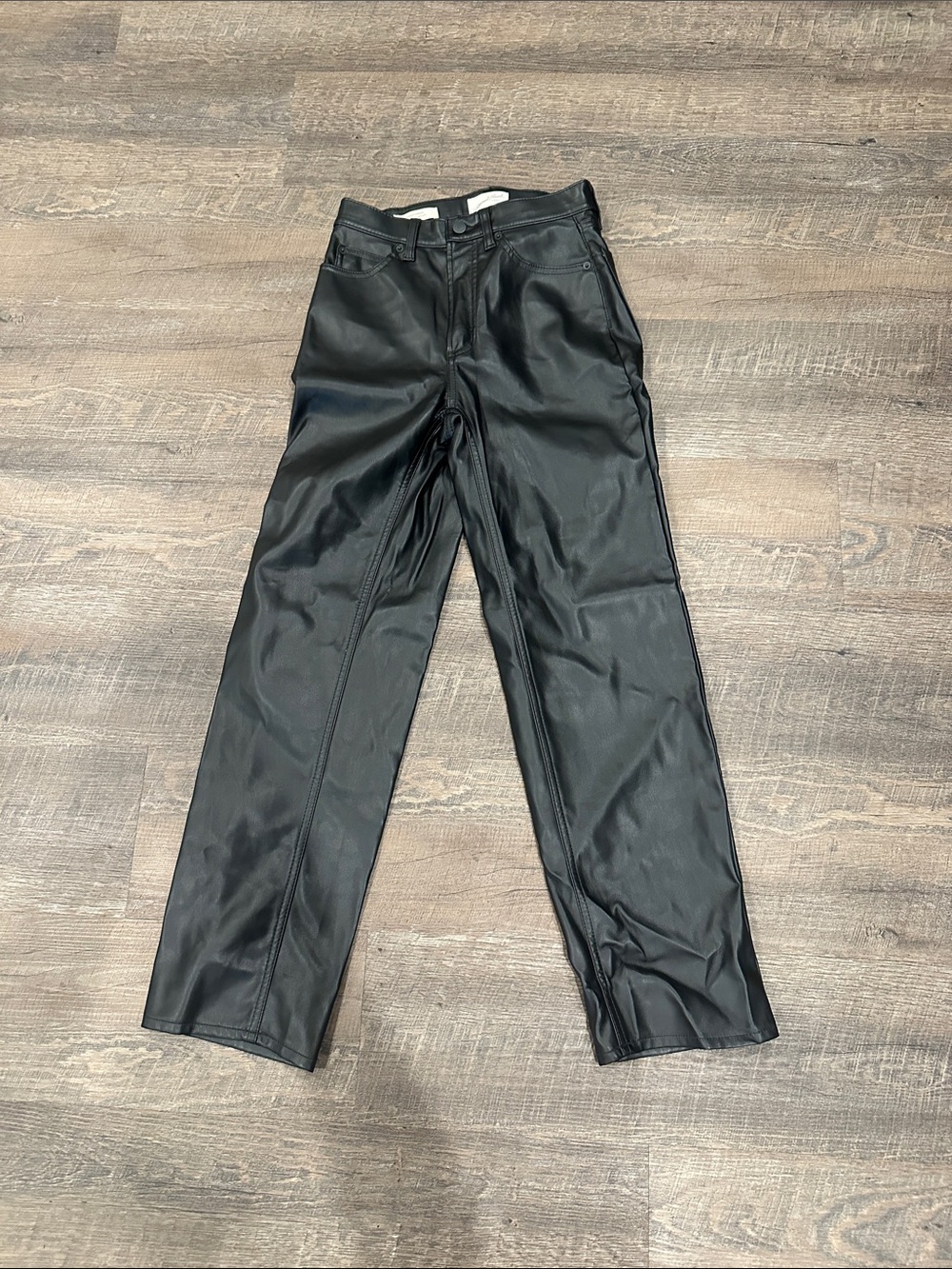 Universal Thread Black Faux Leather Straight Leg Pants